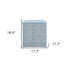 Otomana floral de 100 % lino azul aguamarina y crema de 18