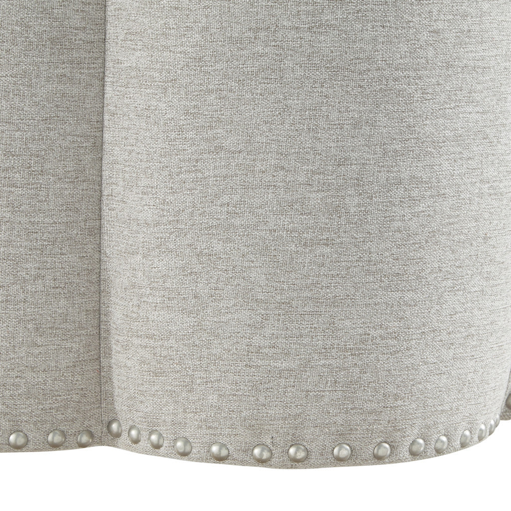 25" Grey 100% Linen Specialty Ottoman