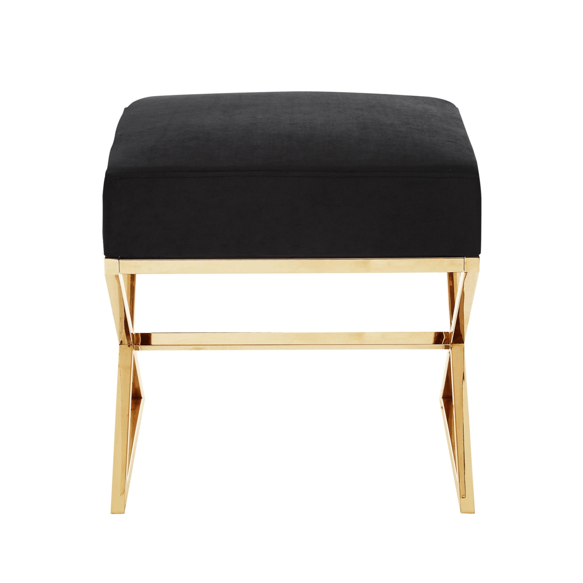 18" Black Velvet With Gold Ottoman