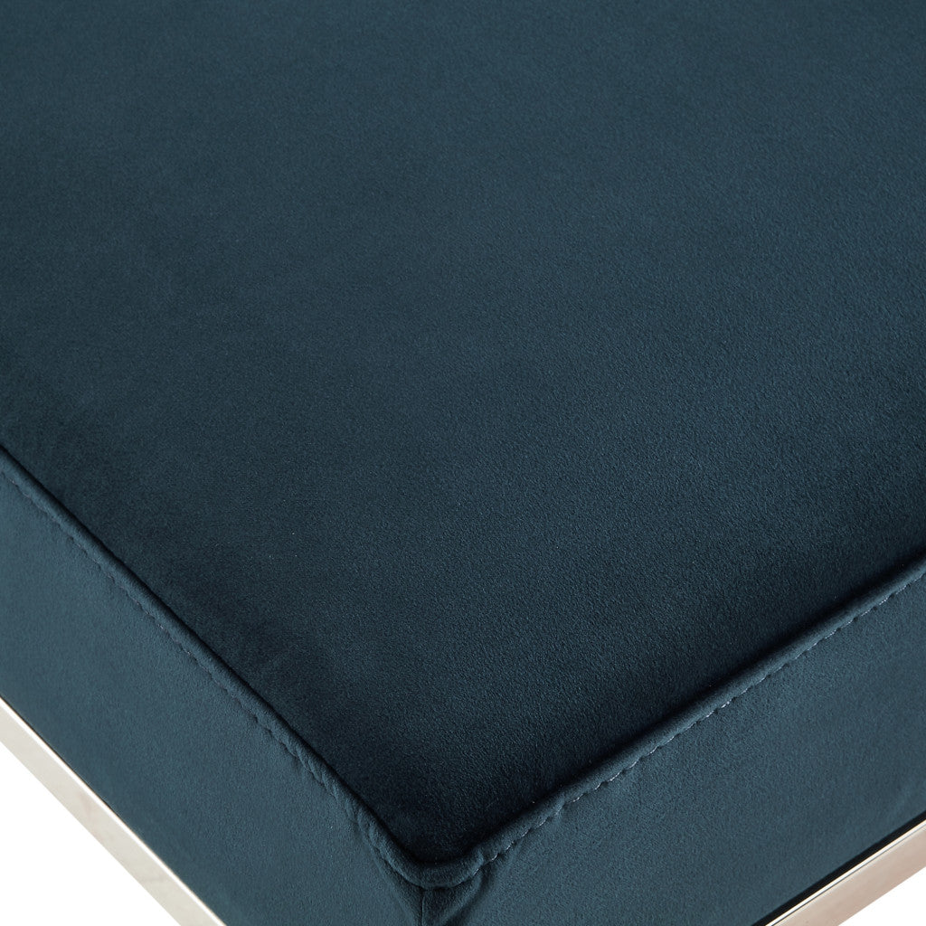 18" Navy Velvet With Silver Ottoman