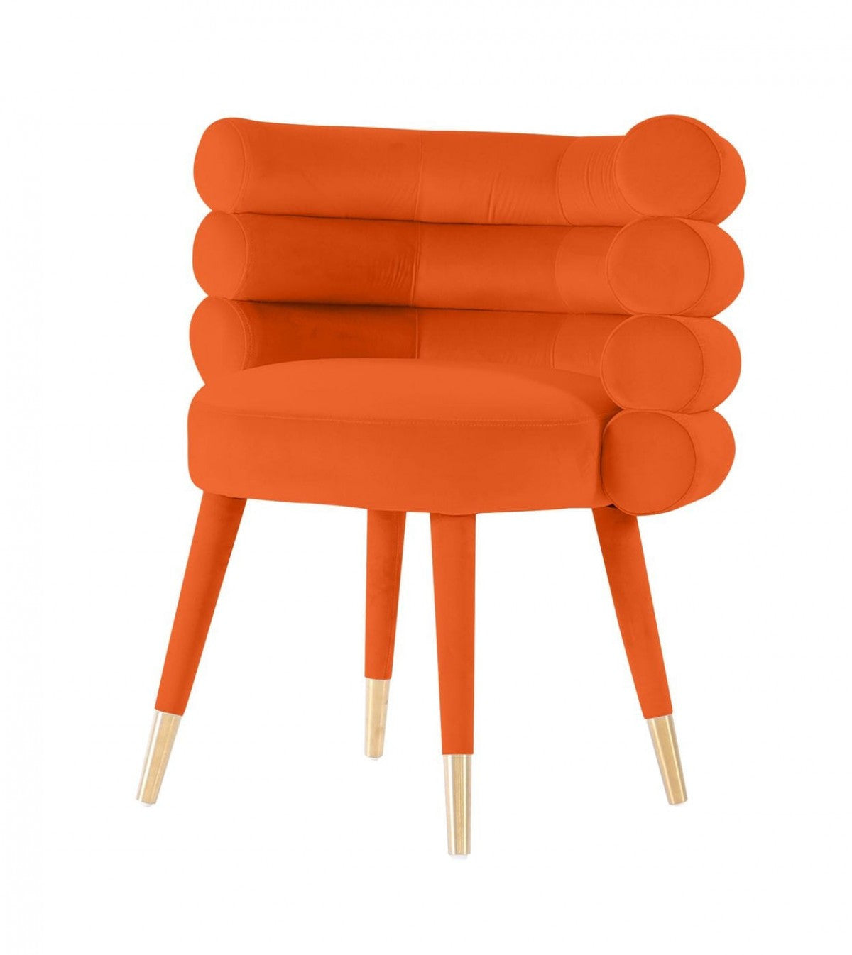28" Orange Velvet Barrel Chair