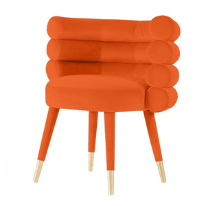 28" Orange Velvet Barrel Chair