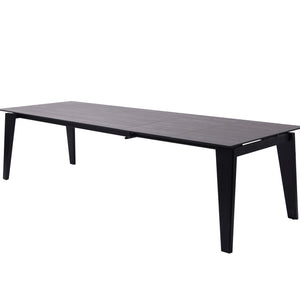 71" Gray and Black Ceramic and Glass Top Extendable Dining Table