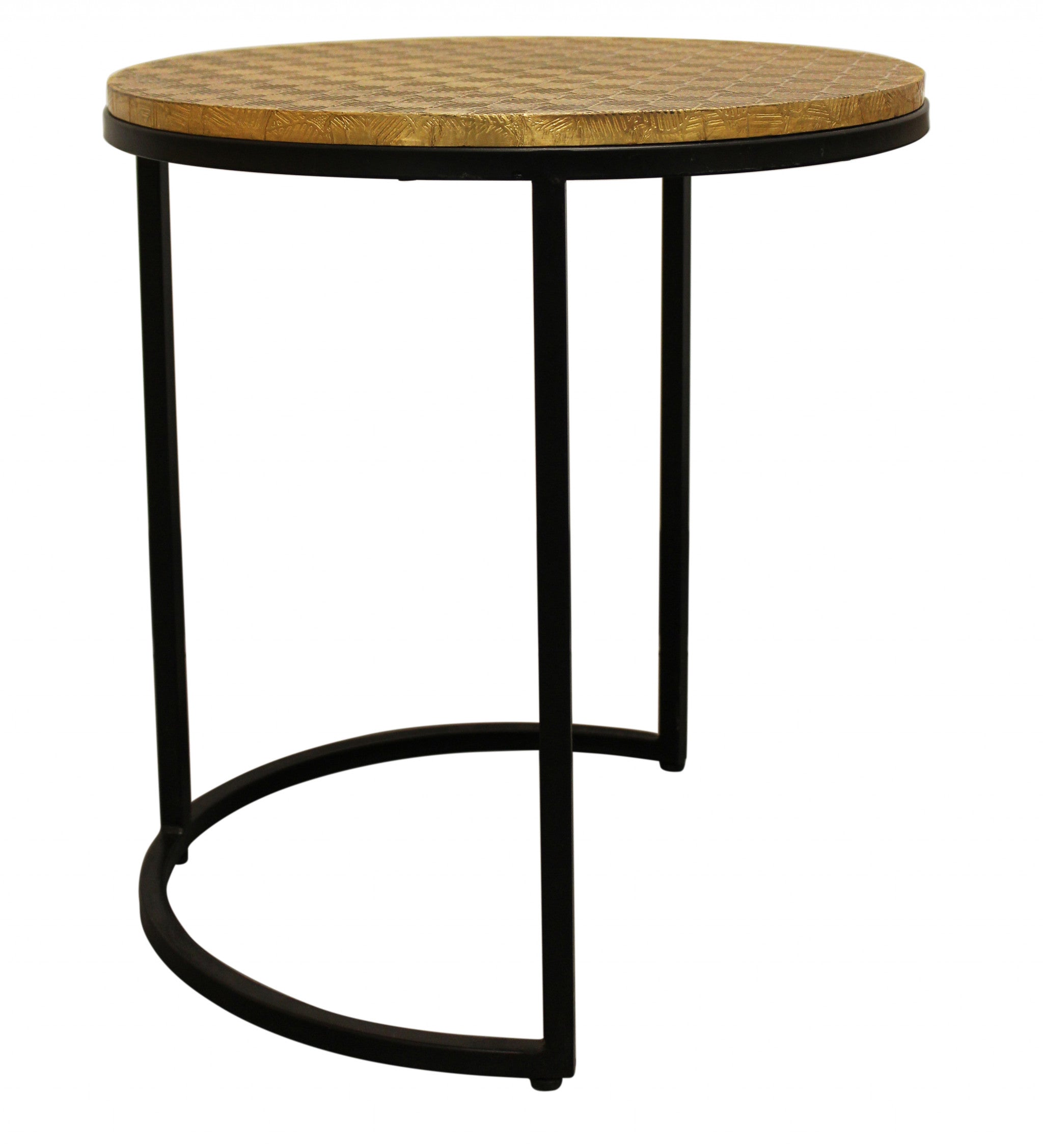 Set Of Three 19" Black And Brass Round Nested Tables