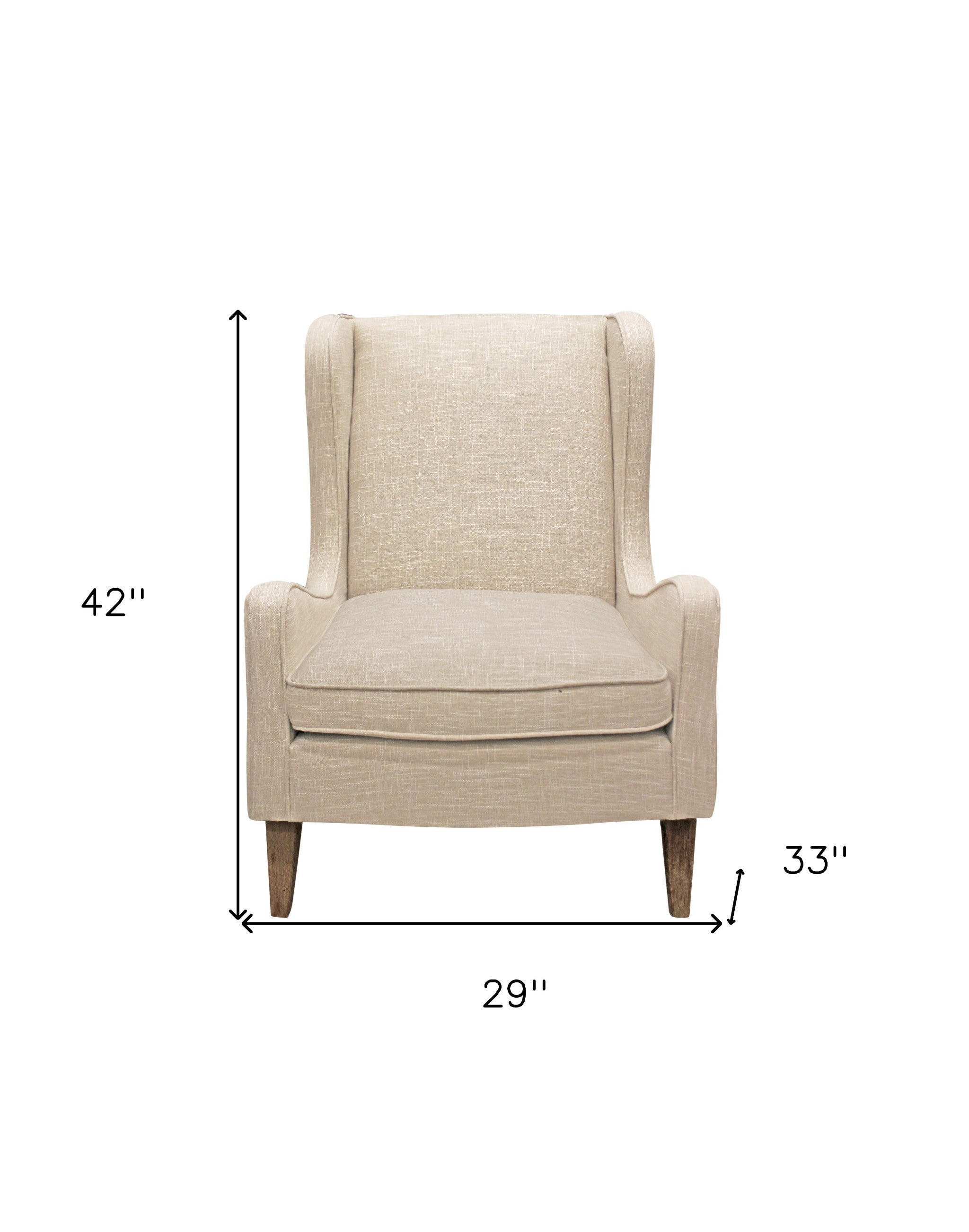 29" Natural Linen Solid Color Lounge Chair