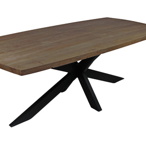82" Gray Beige And Black Solid Wood And Iron Dining Table