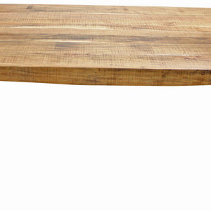 63" Natural And Black Rectangular Solid Wood And Iron Dining Table