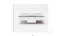 White And Clear Glass Square Coffee Table With Shelf 39