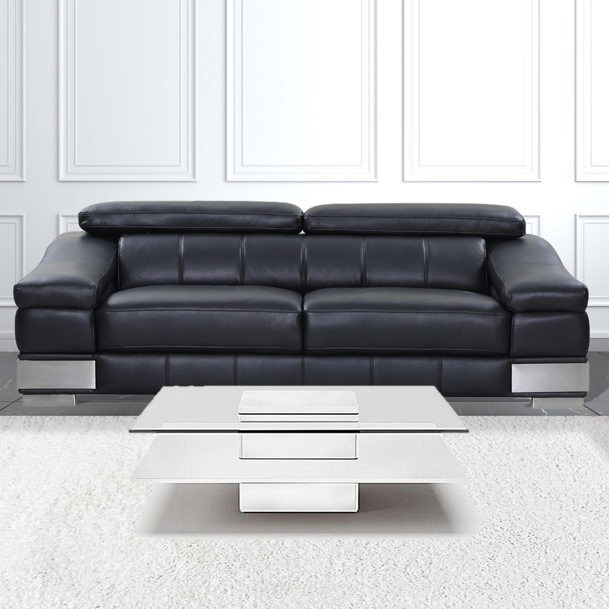 White And Clear Glass Square Coffee Table With Shelf 39"