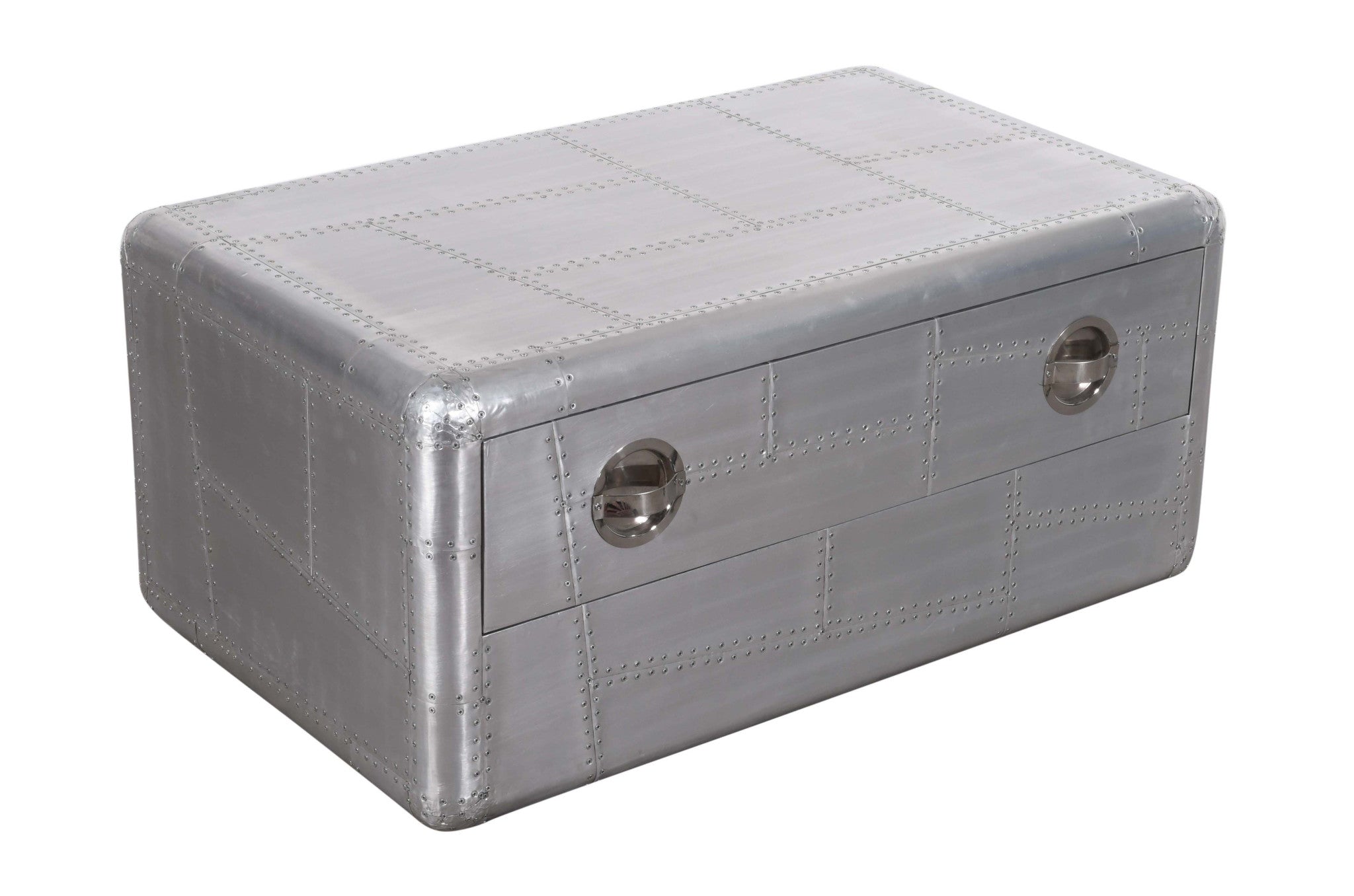 40" 銀色鋁製長方形咖啡桌帶抽屜