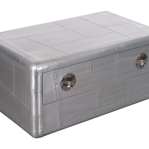 40" 銀色鋁製長方形咖啡桌帶抽屜