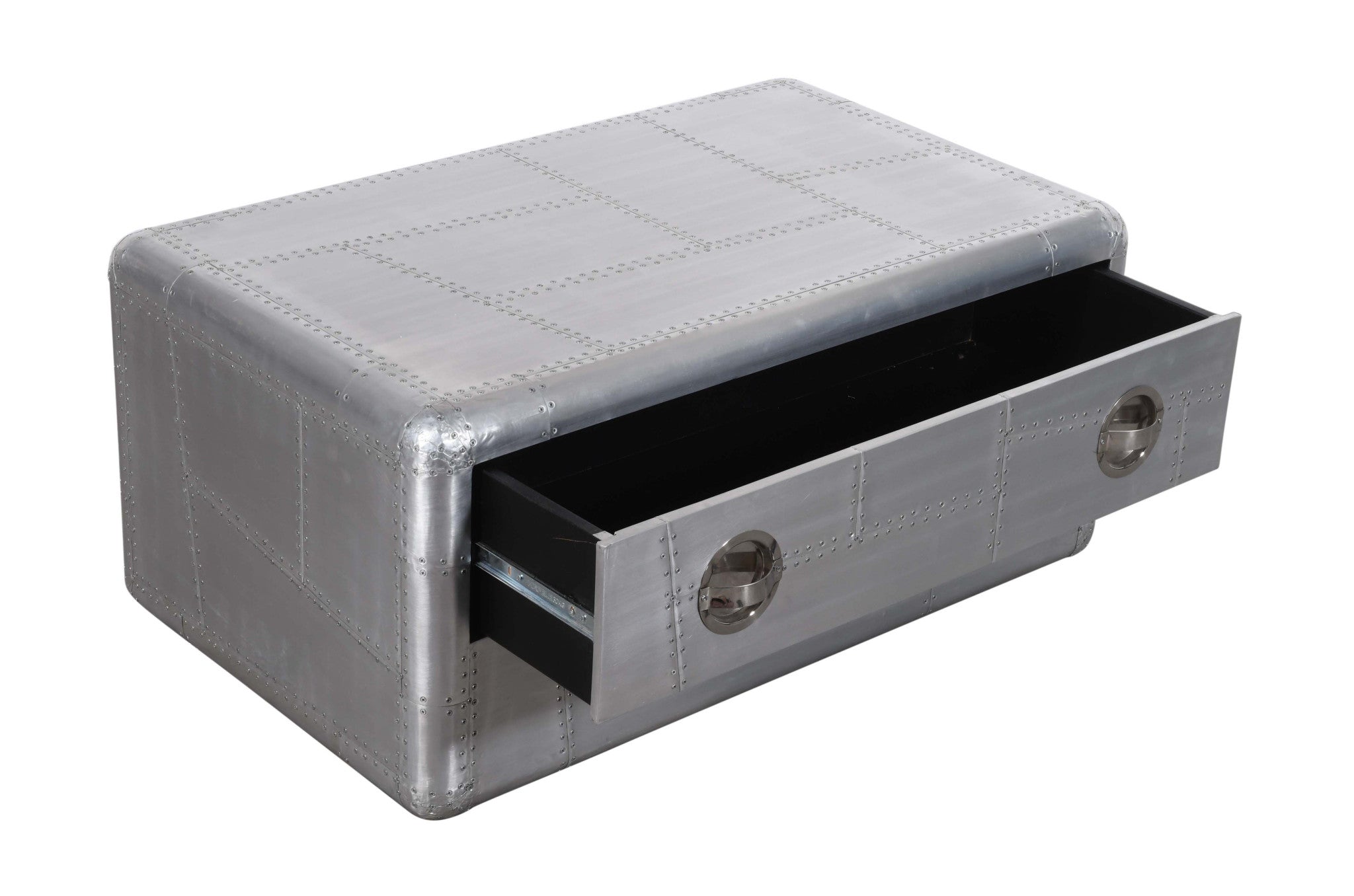 40" 銀色鋁製長方形咖啡桌帶抽屜