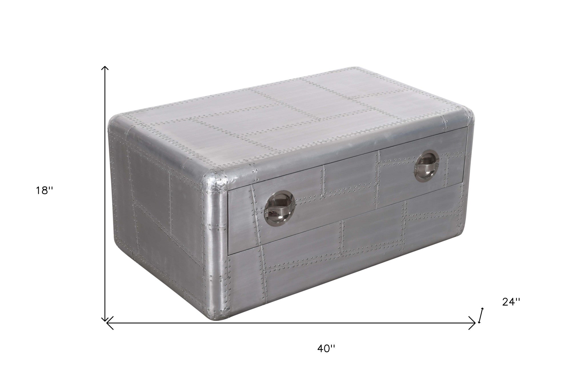 40" 銀色鋁製長方形咖啡桌帶抽屜