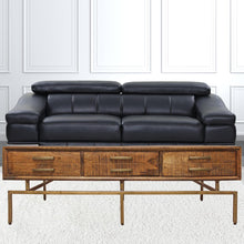 Mesa de centro de almacenamiento envejecida rectangular de latón y madera maciza marrón de 56