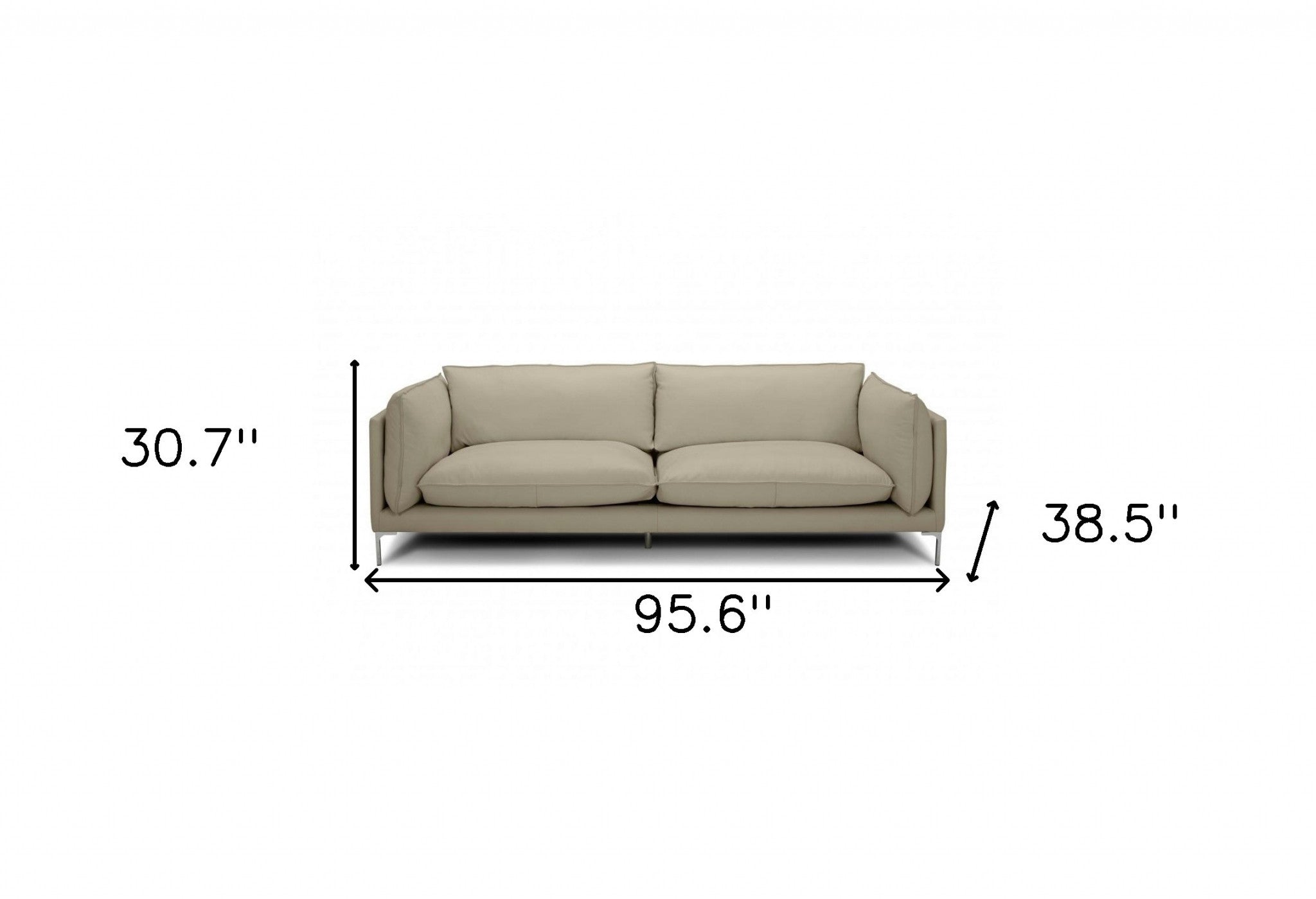96" Taupe Top Grain Leather Standard Sofa