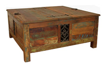 Rustic Brown Reclaimed Wood Square Lift Top Coffee Table 40