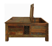 Rustic Brown Reclaimed Wood Square Lift Top Coffee Table 40