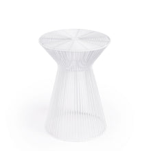 White Cinched Iron Round Top End Table 18
