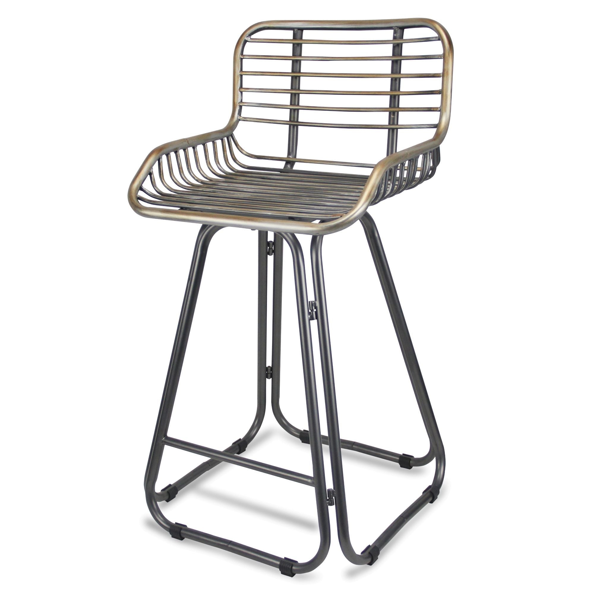 24" Gray Low Back Slat Design Metal Chair
