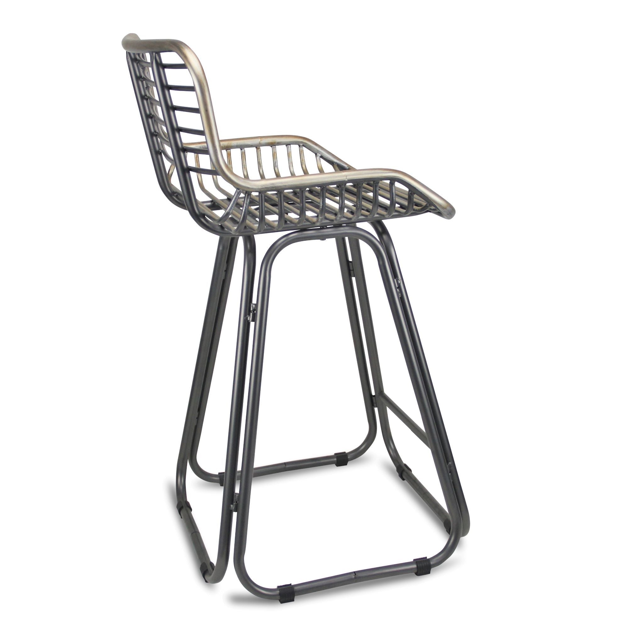 24" Gray Low Back Slat Design Metal Chair