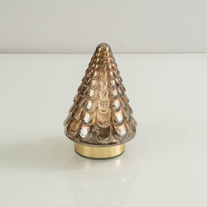7" Brown And Gold Glass Christmas Tree Sculpture