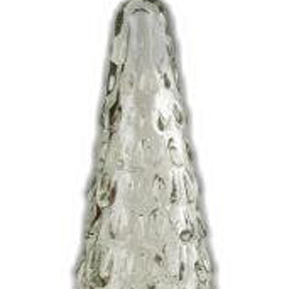 18" Clear And Gold Glass Christmas Hand Painted Sculpture