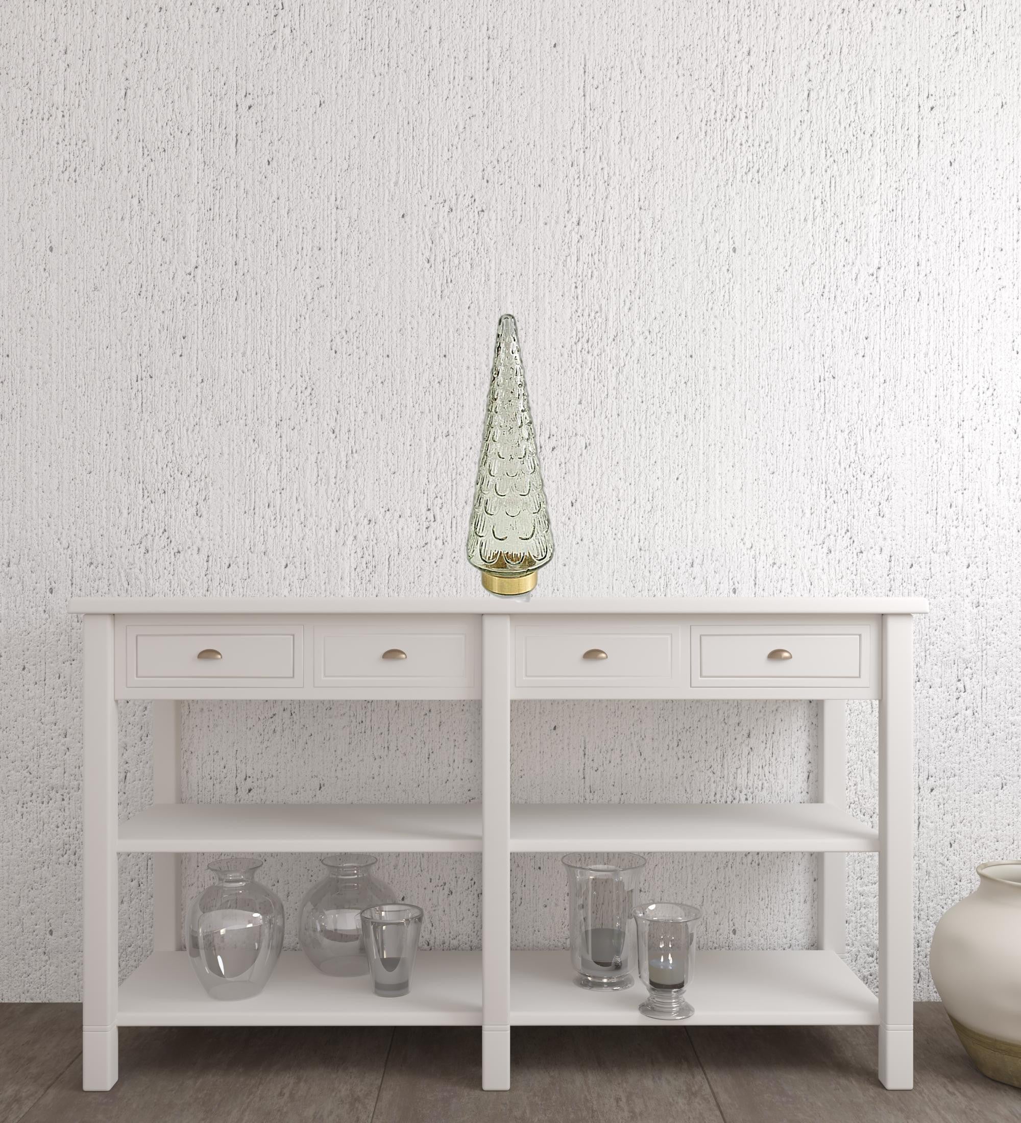 18" Clear And Gold Glass Christmas Hand Painted Sculpture