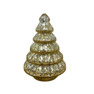 Embossed Gold Glass Christmas Tree Sculpture 7"