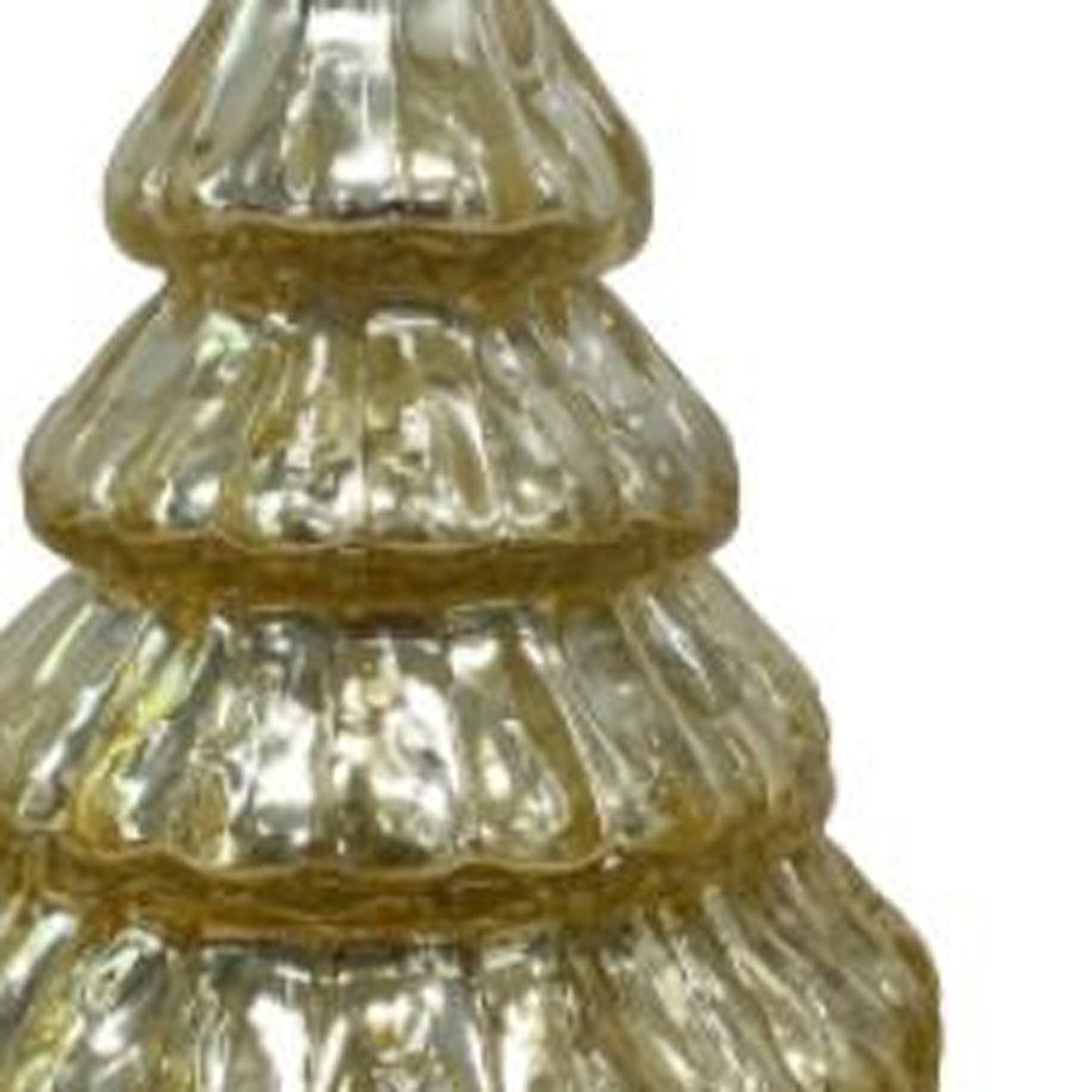 Embossed Gold Glass Christmas Tree Sculpture 7"