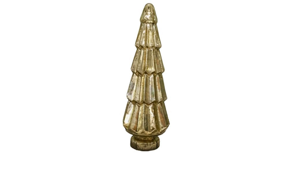 19" Gold Glass Christmas Tree Sculpture