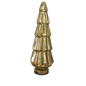 19" Gold Glass Christmas Tree Sculpture