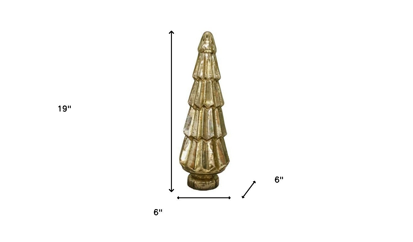 19" Gold Glass Christmas Tree Sculpture