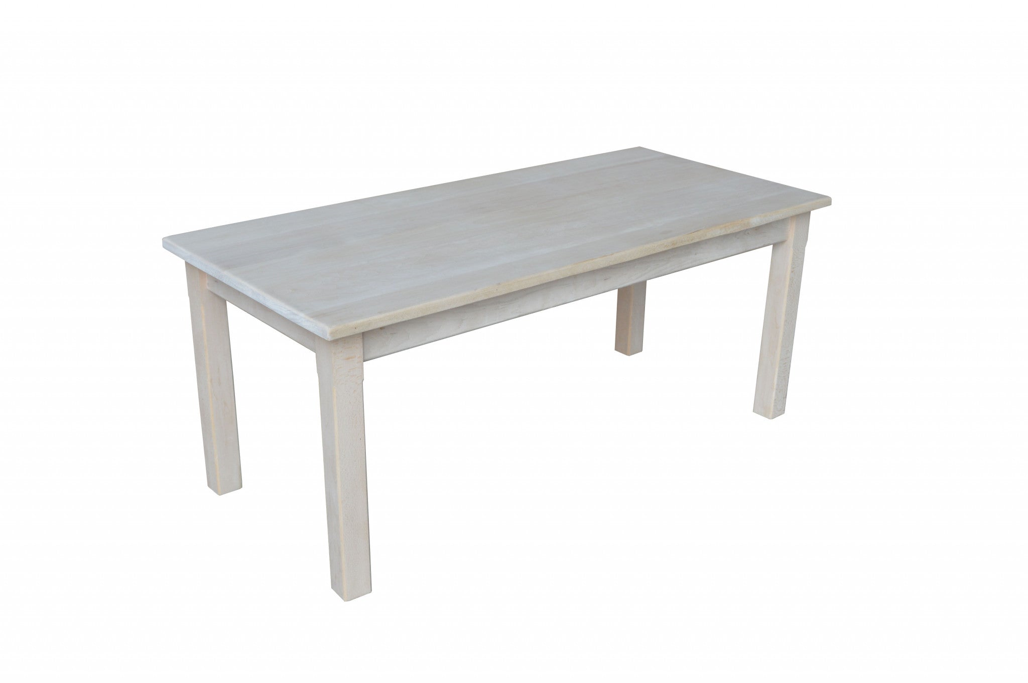 44" Unfinished Solid Wood Rectangular Coffee Table