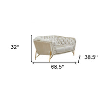 Pearl Tufted Velvet And Gold Chesterfield Love Seat 69
