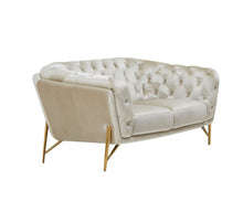 Pearl Tufted Velvet And Gold Chesterfield Love Seat 69