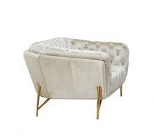 Pearl Tufted Velvet And Gold Chesterfield Love Seat 69