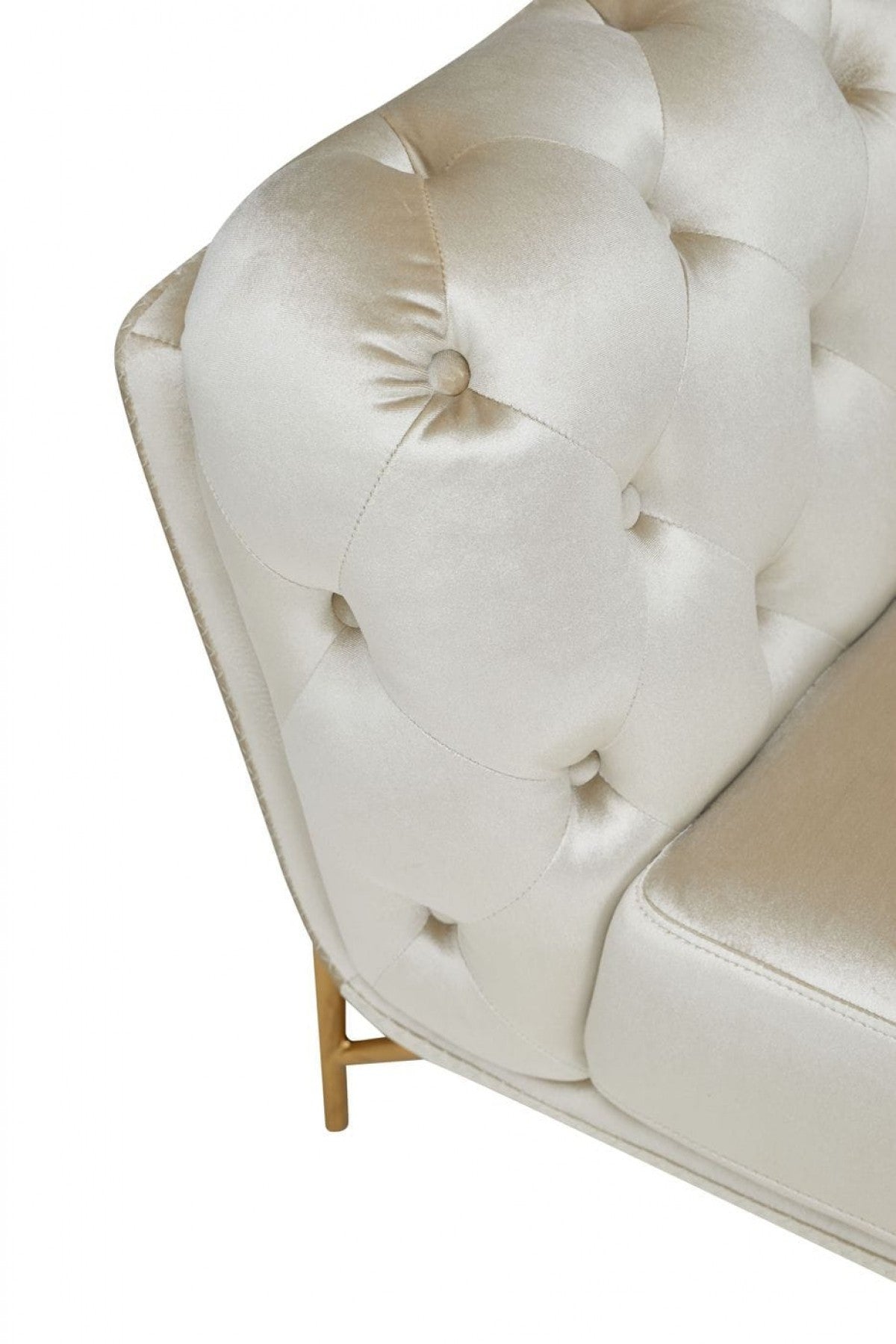 Pearl Tufted Velvet And Gold Chesterfield Love Seat 69"