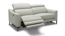 Grey Genuine Leather And Black Power Reclining Love Seat with USB 60