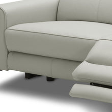 Grey Genuine Leather And Black Power Reclining Love Seat with USB 60