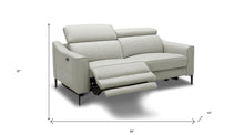 Grey Genuine Leather And Black Power Reclining Love Seat with USB 60