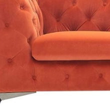 Orange Tufted Velvet And Black Chesterfield Love Seat 74