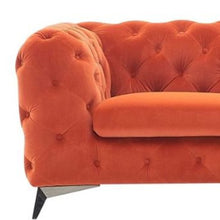 Orange Tufted Velvet And Black Chesterfield Love Seat 74