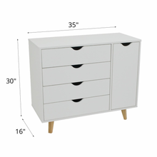 White Solid Wood Four Drawer Combo Dresser 35