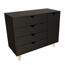 Black Solid Wood Four Drawer Combo Dresser 35