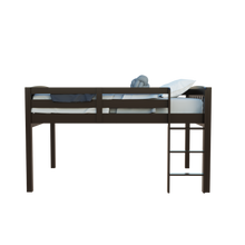 Dark Brown Solid Wood Full Double Size Loft Bed