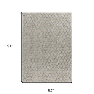 5' X 8' Beige Moroccan Stain Resistant Area Rug
