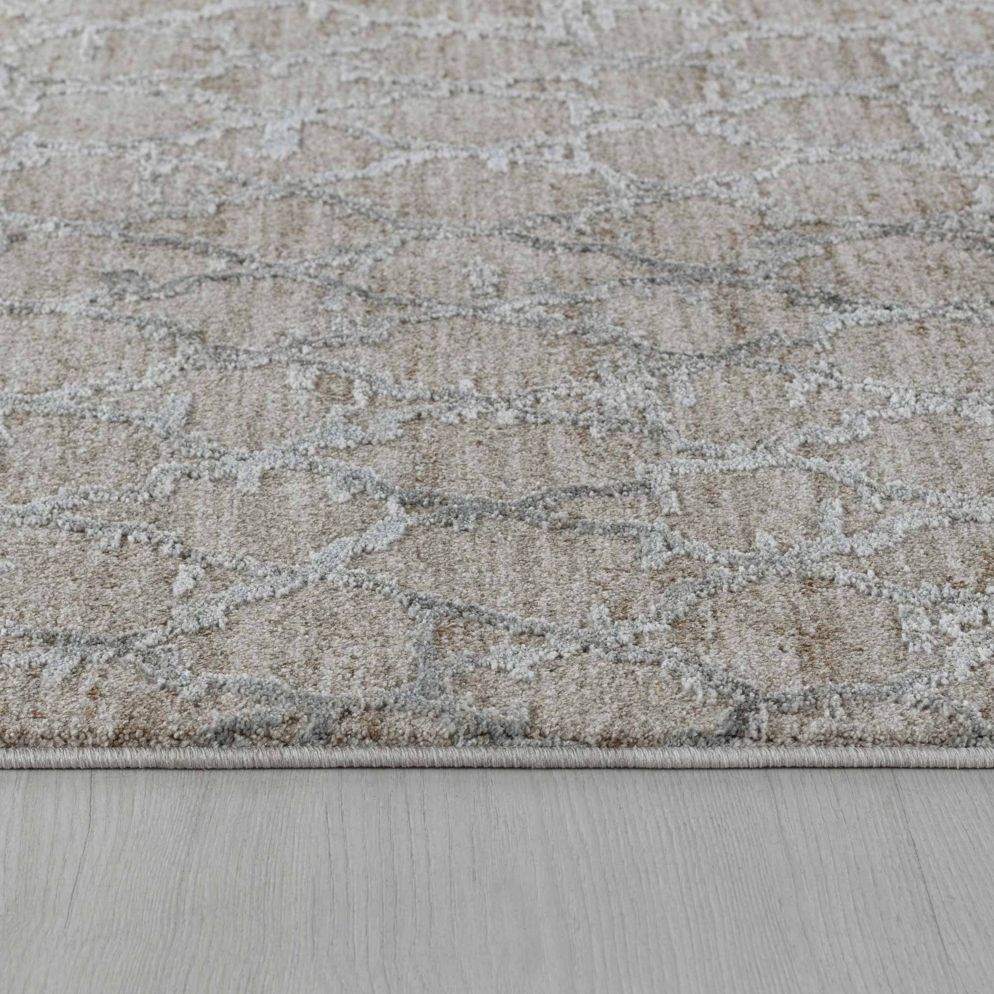 5' X 8' Beige Moroccan Stain Resistant Area Rug