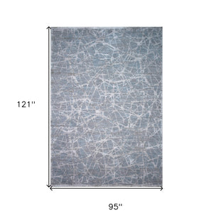 8' X 10' Turquoise Abstract Power Loom Stain Resistant Area Rug