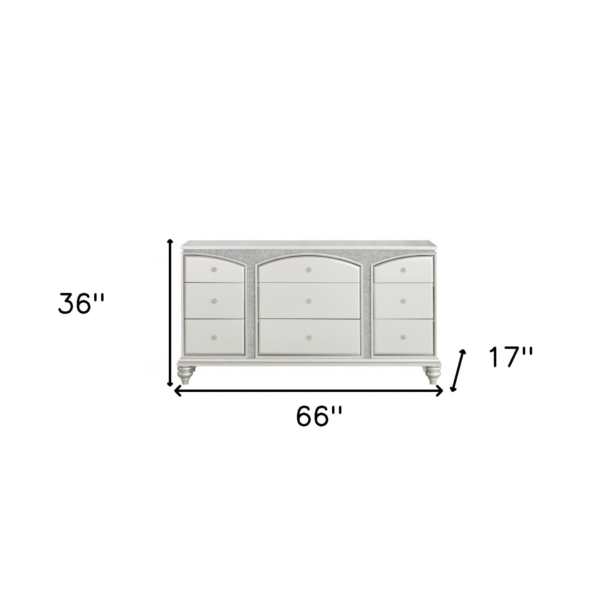 66" Platinum Manufactured Wood Nine Drawer Standard Dresser