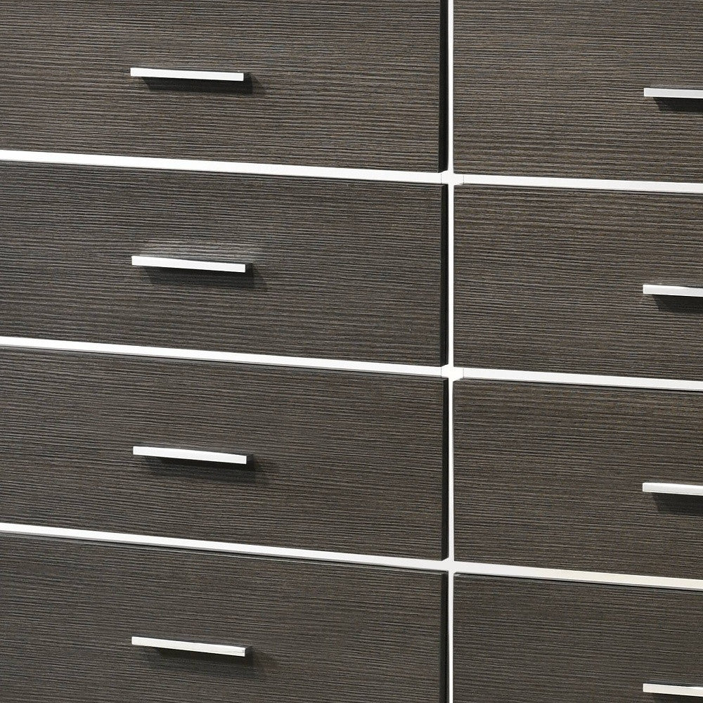 57" Gray Oak Manufactured Wood Eight Drawer Standard Dresser